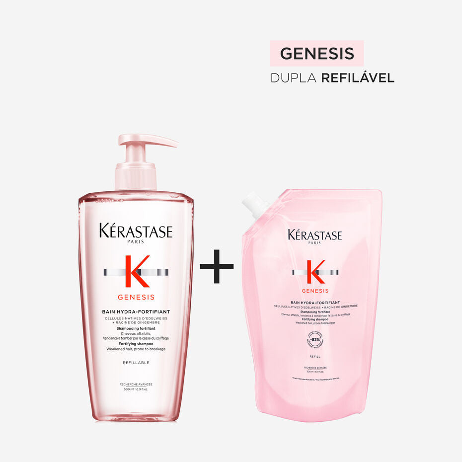Kit Kérastase Shampoo Antiqueda Bain Hydra-fortifiant Com Refil (500 ml cada)
