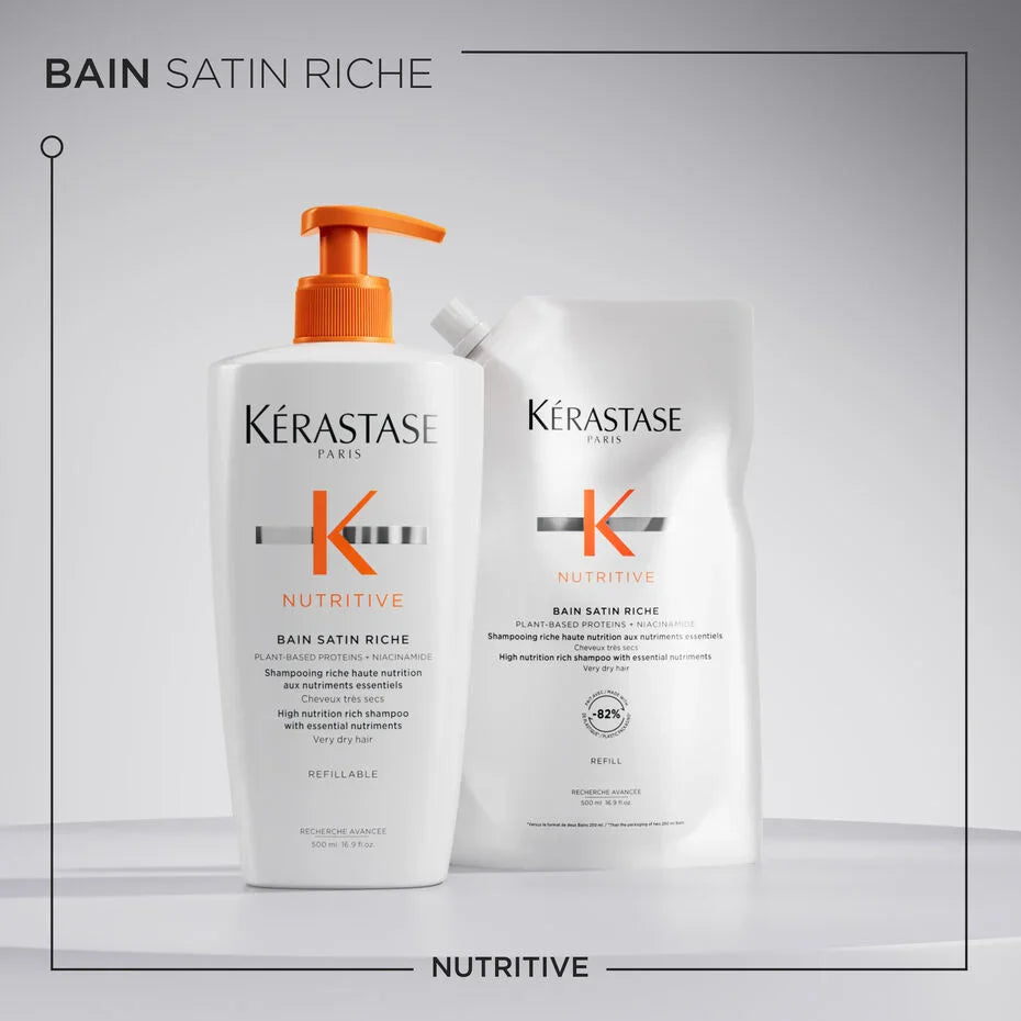 Kit Shampoo Para Cabelos Ressecados Bain Satin Riche Com Refil