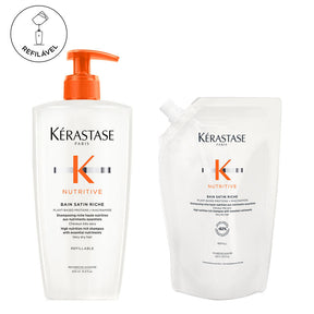 Kit Shampoo Para Cabelos Ressecados Bain Satin Riche Com Refil